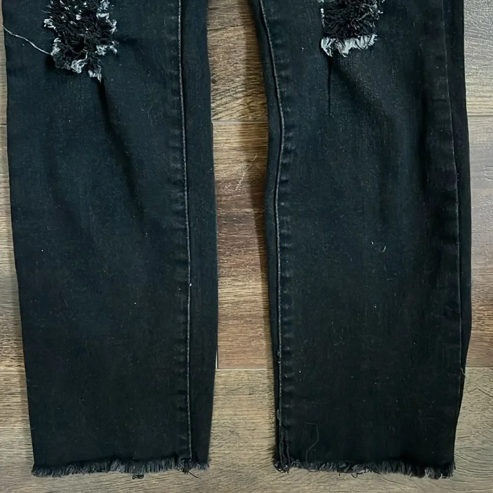 Joe’s Jeans Little Girls Size 8 Straight Leg Distressed Raw Hem Black Jeans